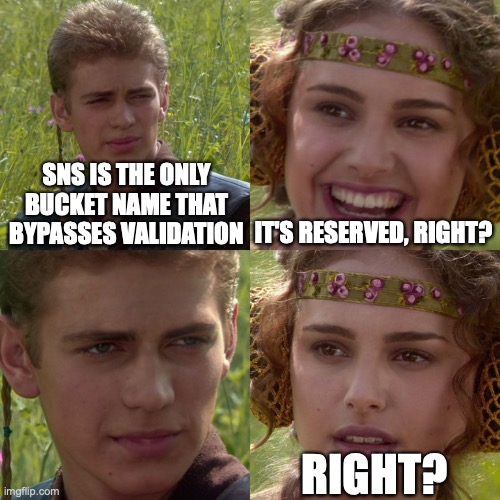 SNS Bucket Name Meme