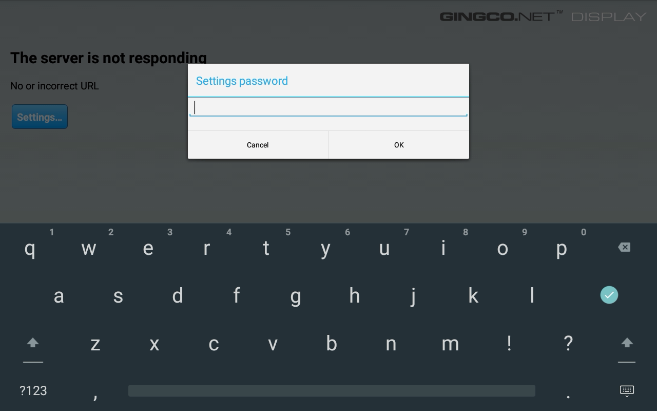 Gingo password dialog
